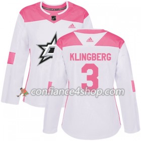 Adidas Maillot de Hockey Dallas Stars John Klingberg 3 2017-2018 Blanc Rose Fashion Authentic - Femme